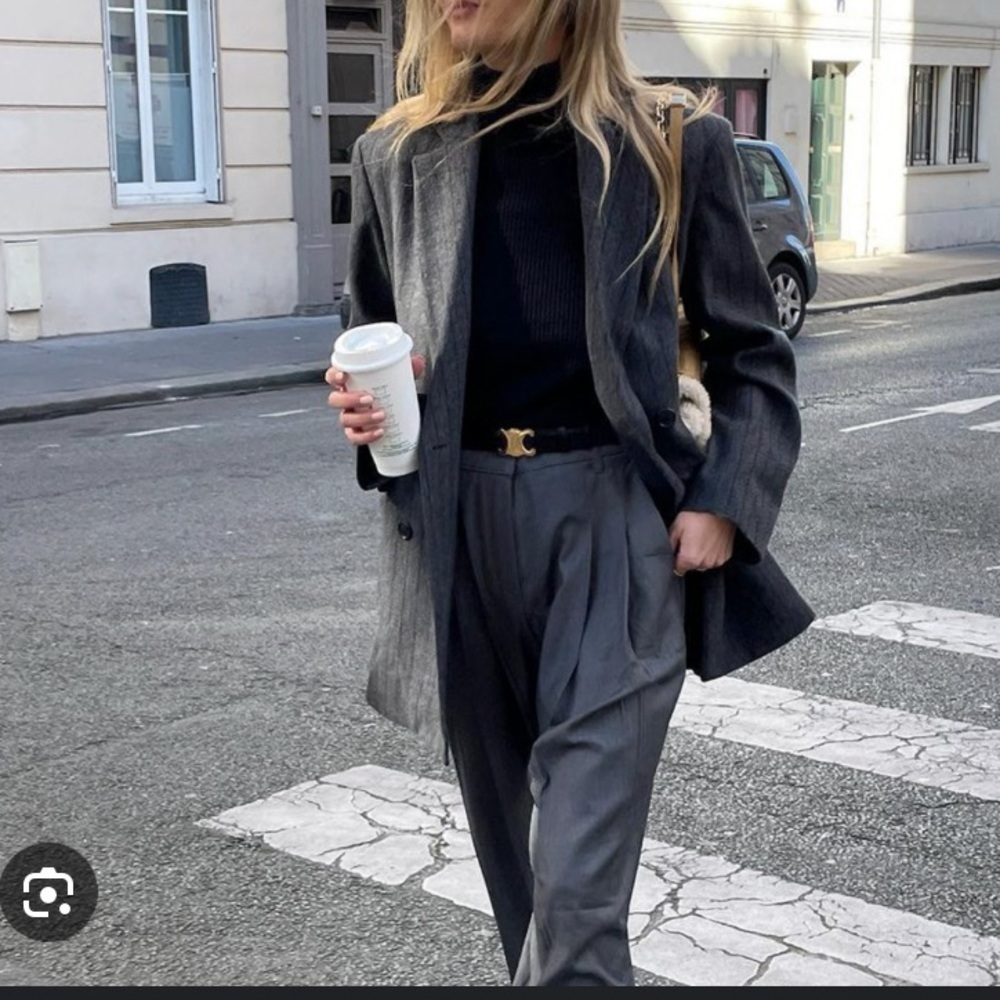FRNCH PARIS NWT grey striped oversized fit blazer $138 boho baggy contemporary